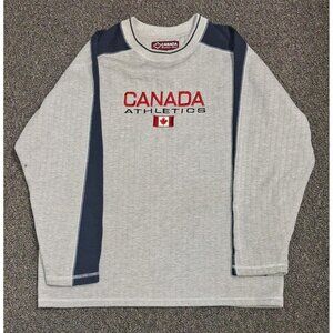 Canada Weather Gear Shirt Mens M Athletics Embroidered Maple Leaf Thermal Grey
